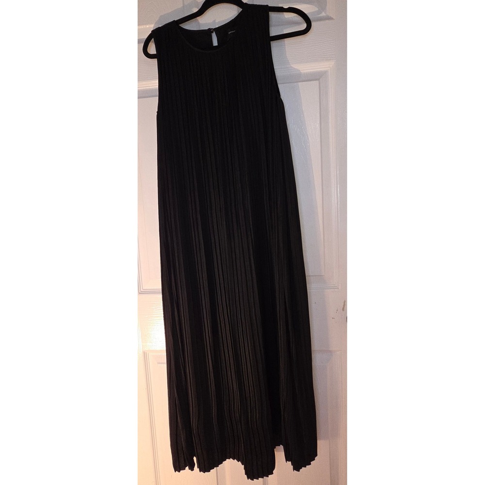 Banana Republic Black Pleated Sleeveless Maxi Dress Medium Accordion Pleat